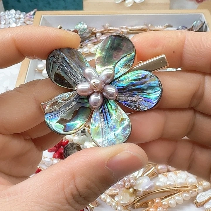 淡水珍珠发饰银S925镶嵌