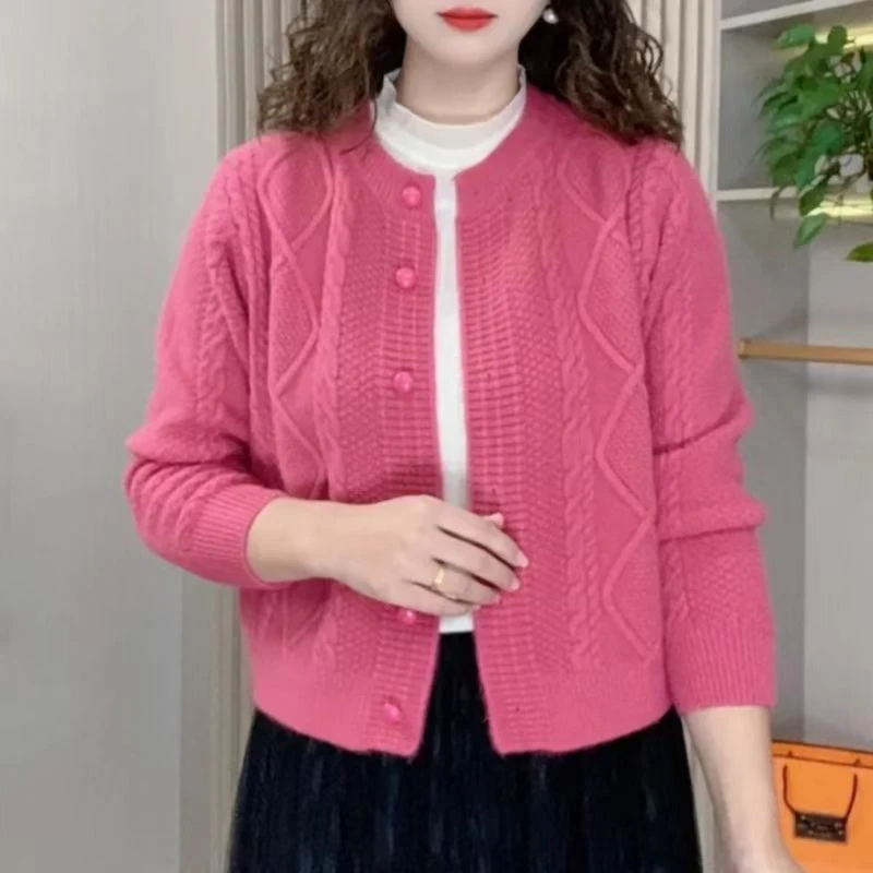 小香风设计感毛衣针织开衫外套女2025春秋百搭休闲宽松麻花上衣潮