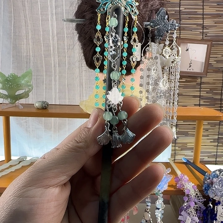 蛇纹石玉合金发饰