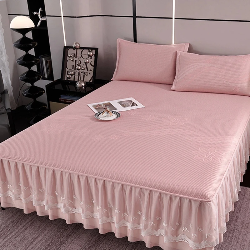 水星家纺适用夏季A类冰豆豆凉席高档冰丝席床裙款可水洗机洗软席4