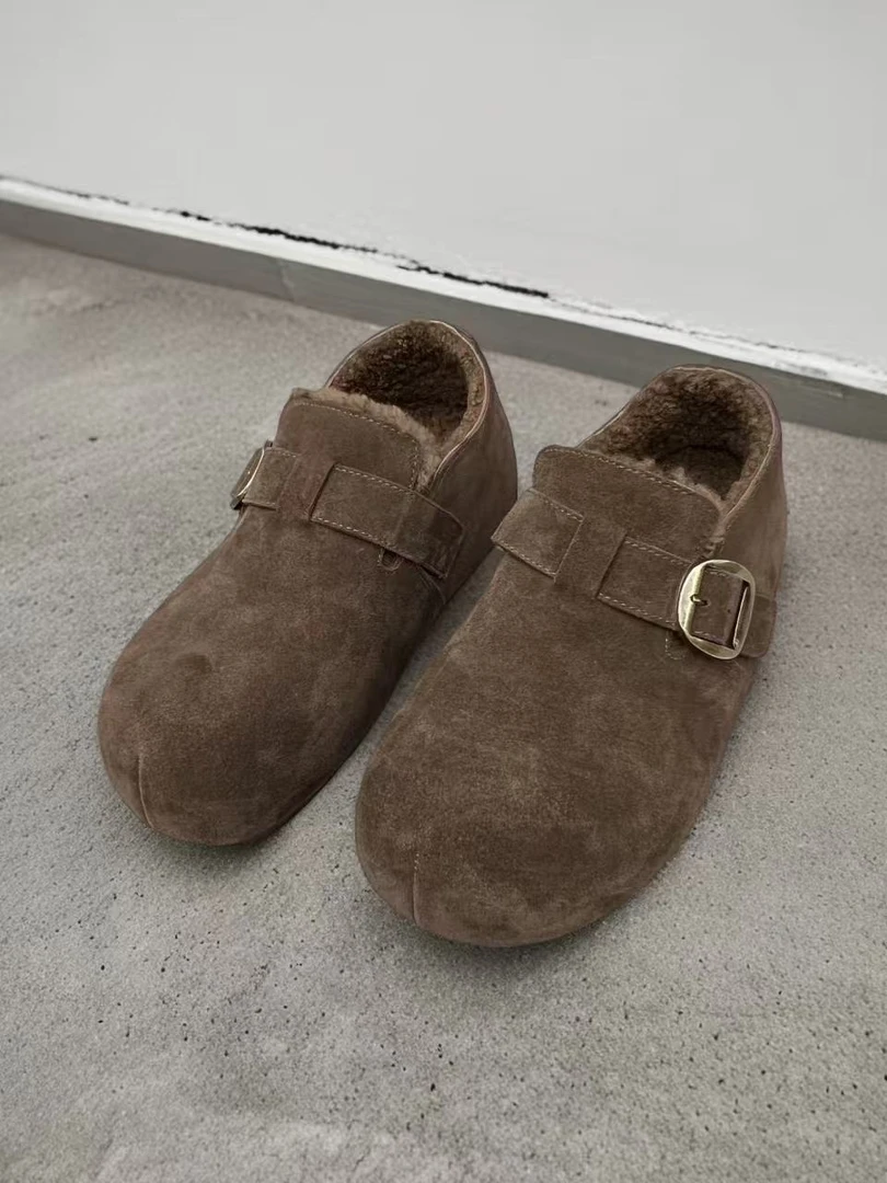 新款一脚蹬 加绒加厚保暖休闲博肯女鞋 百79-166