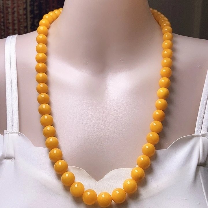 琥珀未镶嵌颈饰鸡油黄项链