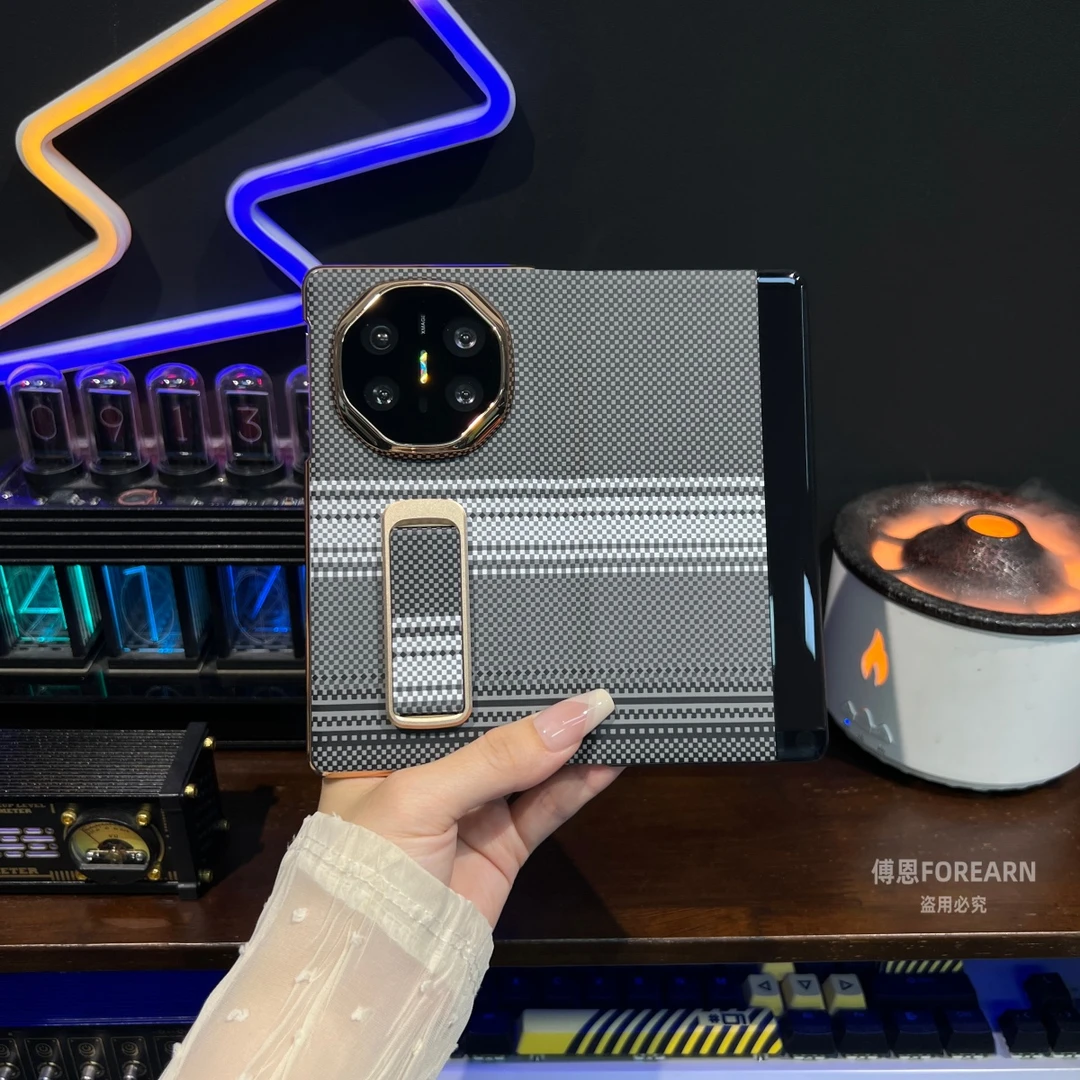 适用于华为matex6手机壳x6全包双中轴真皮折叠屏保护套翻盖支架