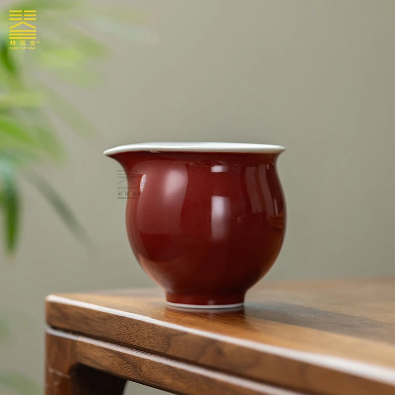 耕道堂霁红釉陶瓷优品-威武公道杯纯手工高温颜色釉分茶公道杯