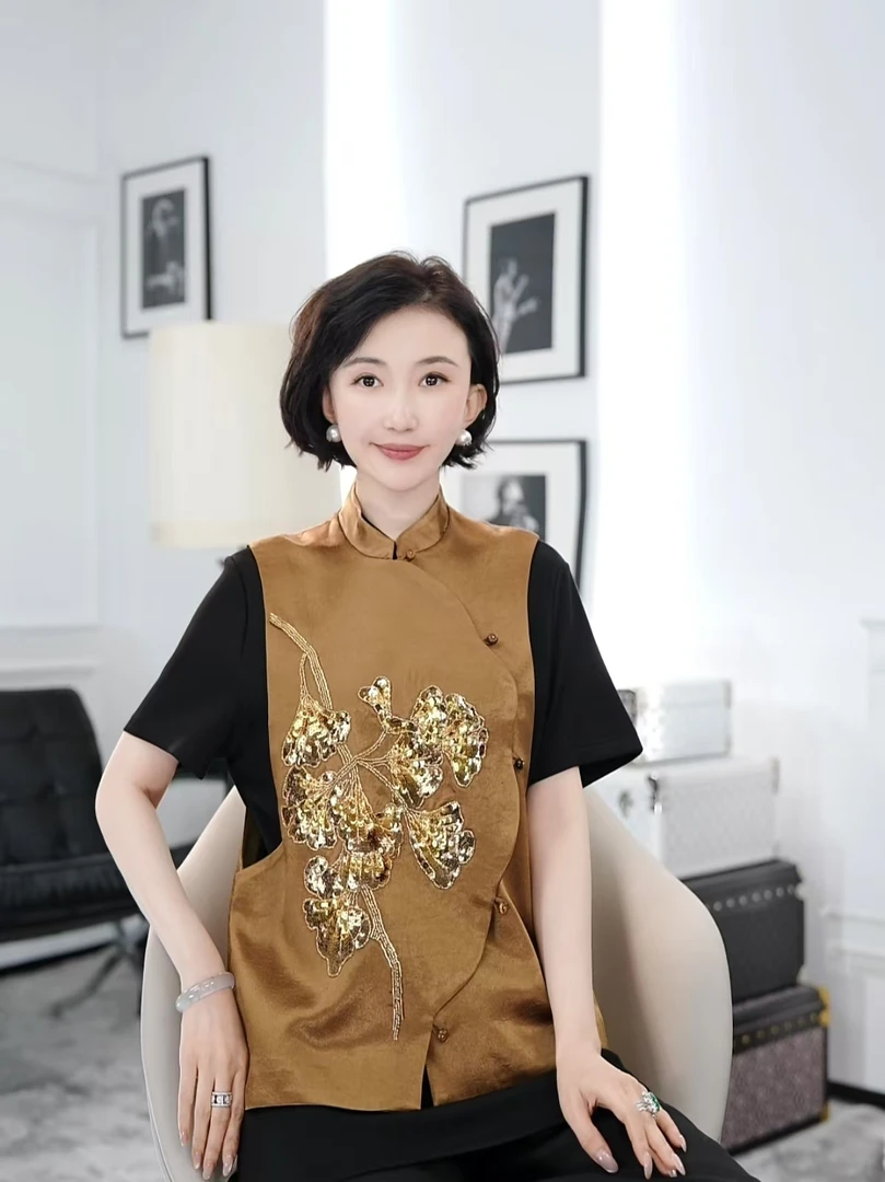 Betty Bairn【金贵满堂】国风重工钉珠刺绣醋酸马甲24B-BW2138