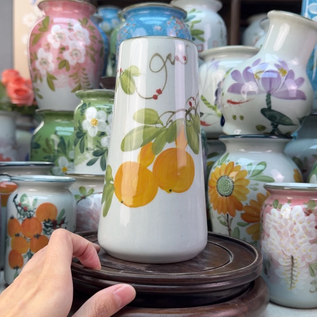 景德镇陶瓷手绘花瓶无孔