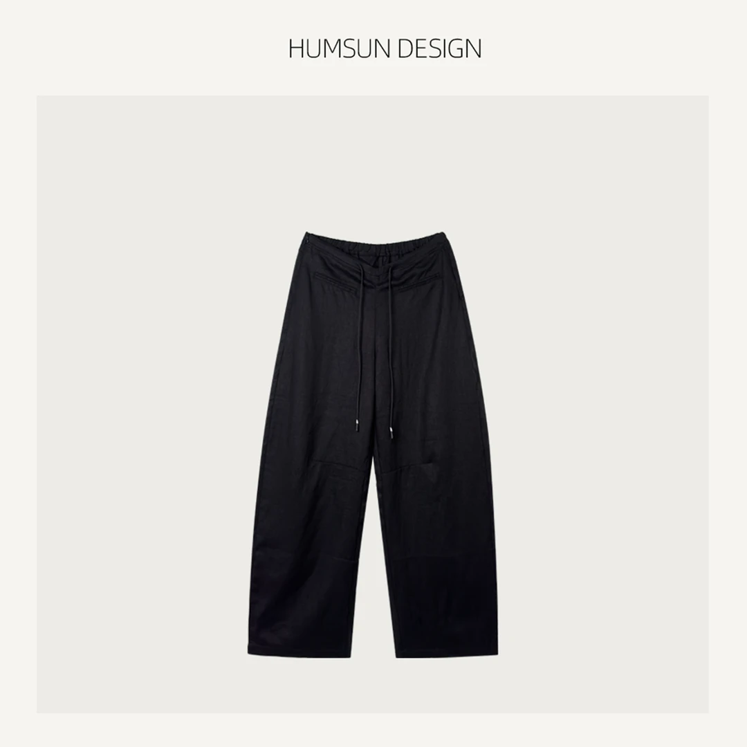 HUMSUN/禾木笙「秀场裤」高阶静奢荃亚麻倒V腰线垂感镰刀长裤 5B420
