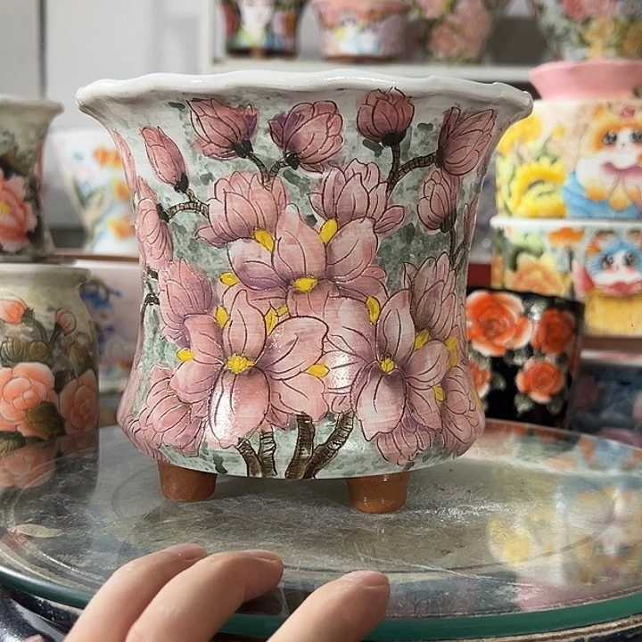 景德镇幸运花盆手绘盆