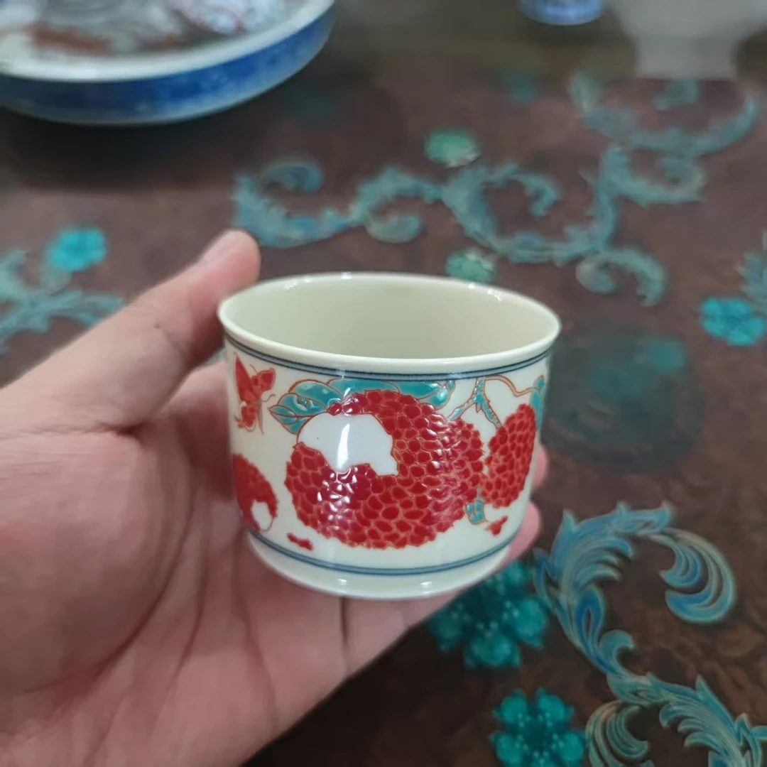 【非遗甄选】立勤堂红绿彩荔枝容天杯（EHY-B-017）