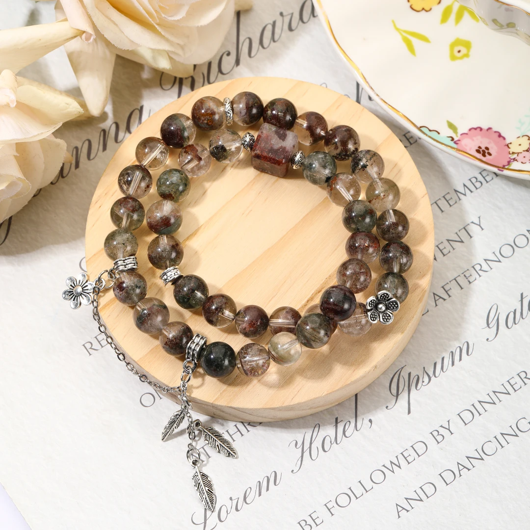 CB4043【自由诗】绿幽灵方糖 百搭水晶手串