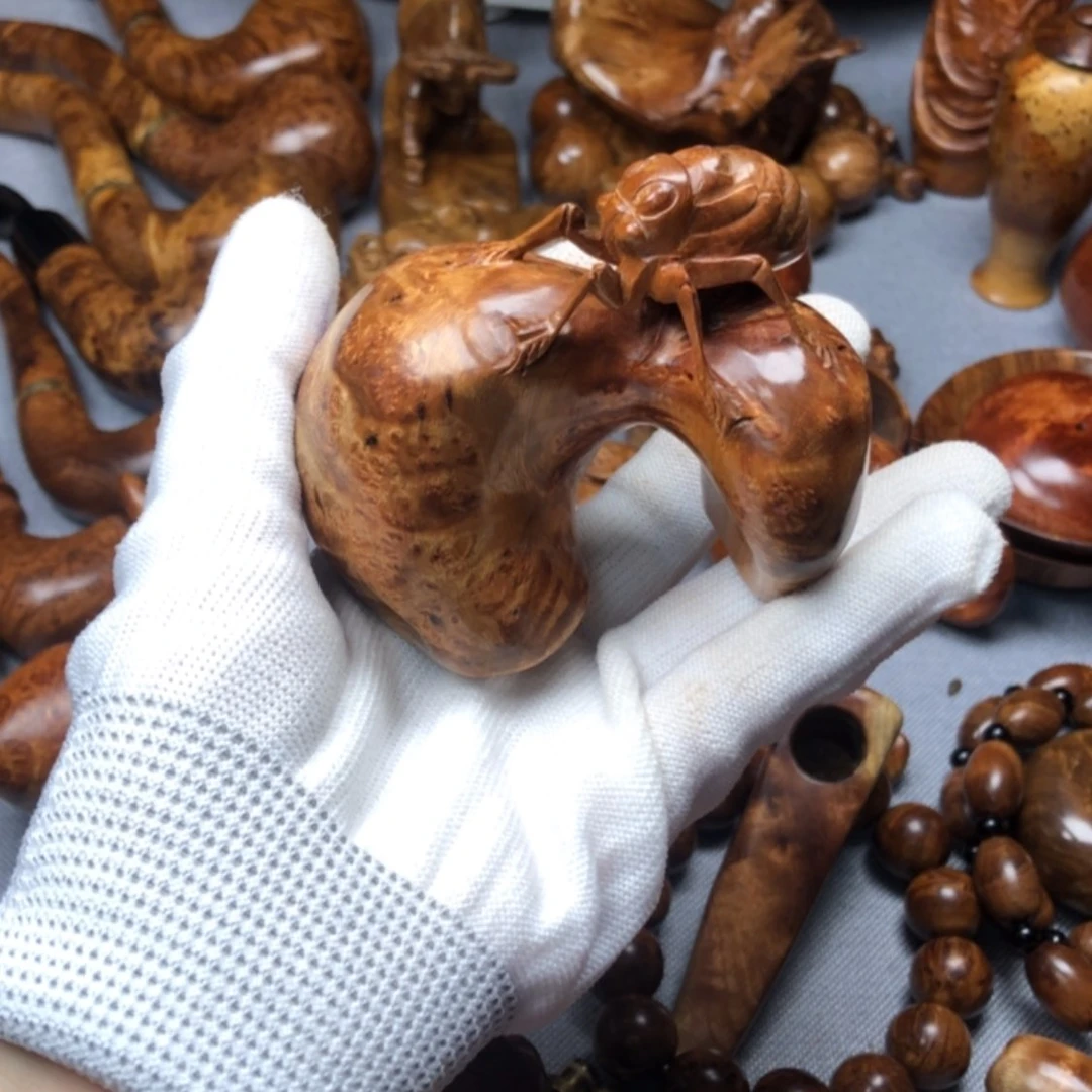 【闪购商品】香榧木麻梨疙瘩火琉璃手把件