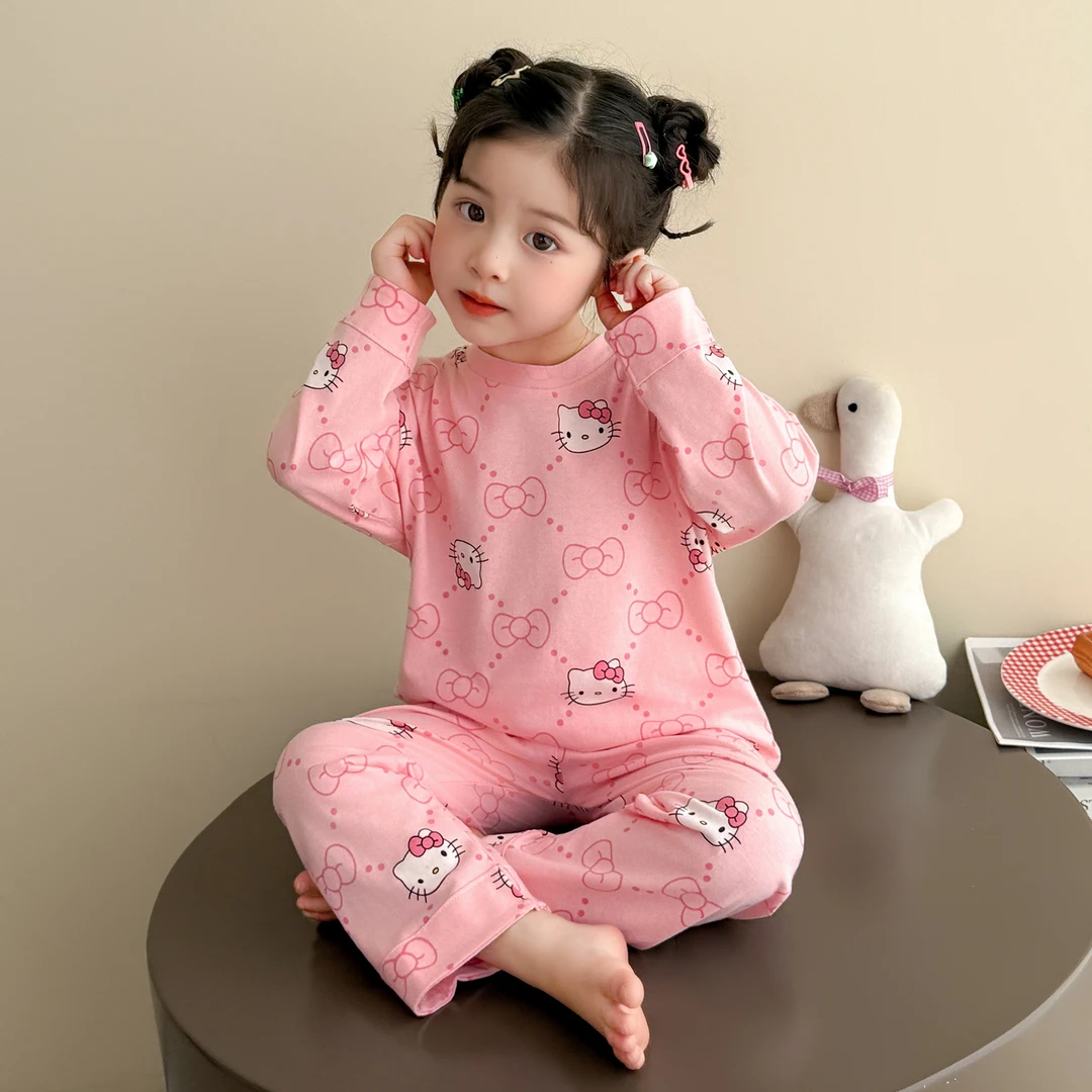 儿童睡衣公主春秋季新款宝宝纯棉套装女童长袖秋款女孩家居服薄款