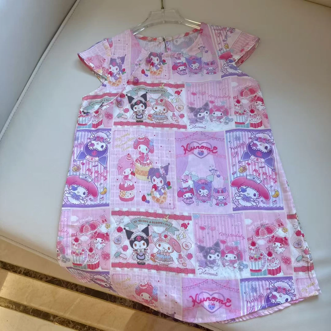 236库洛米    国风棉绸旗袍2025夏季国风女童长款印新中式旗袍