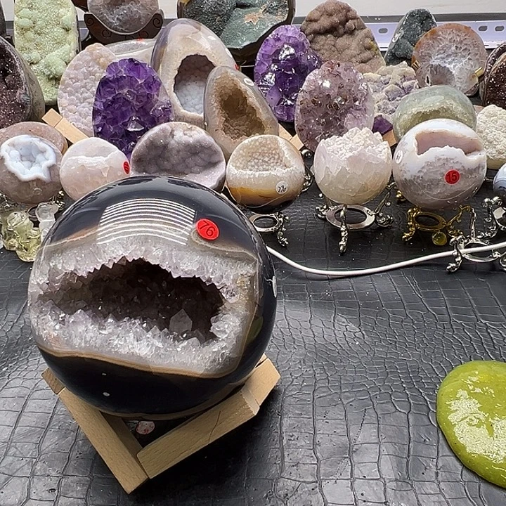 珠宝半成品未镶嵌水晶大漏开口笑76有补