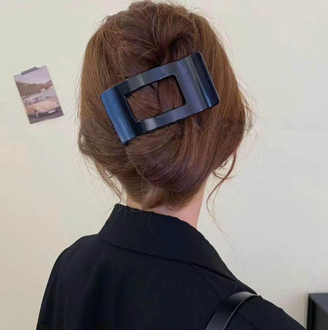 AD不硌头方形气质后脑勺盘发横夹高级感鲍鱼抓夹复古简约百搭发夹