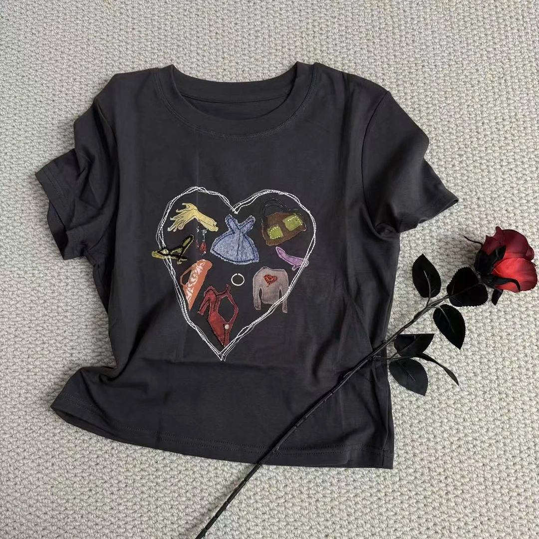 夏季圆领简约百搭韩系休闲印花短袖字母T恤