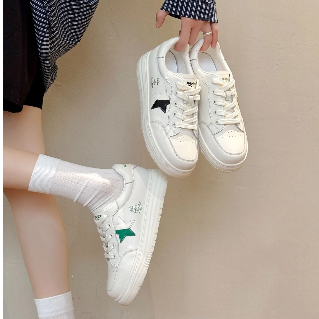 头层牛皮时尚舒适百搭平底小白鞋2025春夏季小众新款女鞋韩版