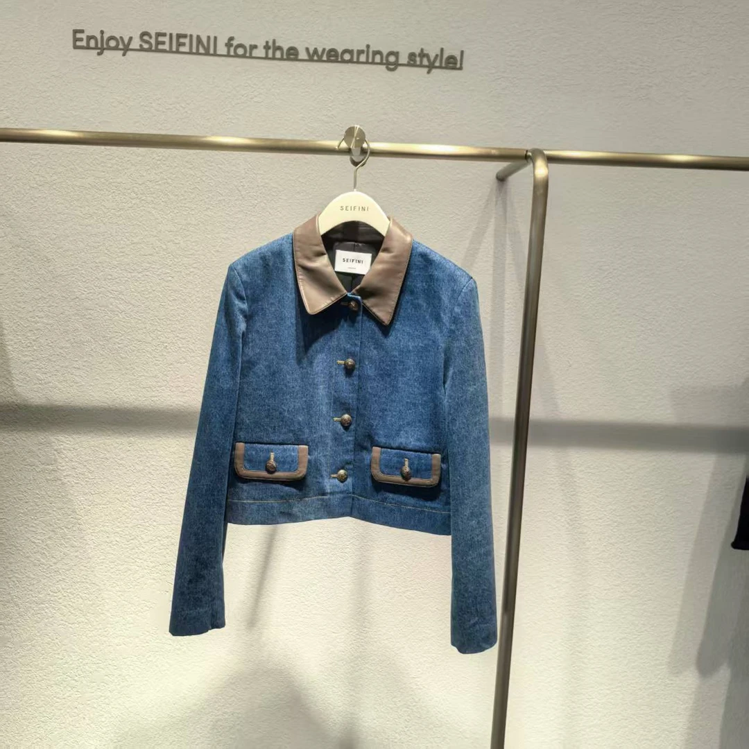 新品SEIINI/诗凡黎2025春装新款牛仔外套3G2110421