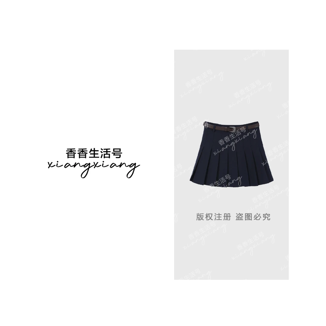【香香严选】“月褶轻语”2025秋季琥珀流光百褶裙女高腰A字半裙89016