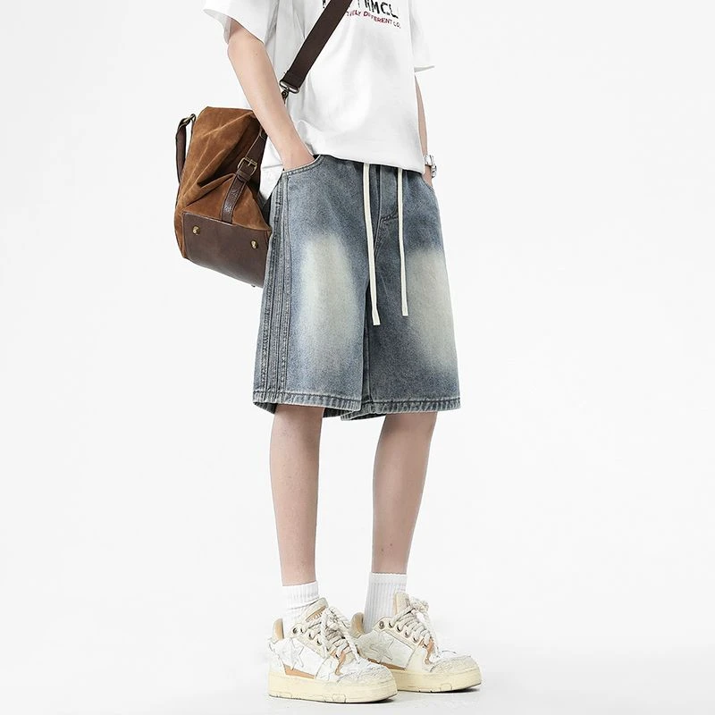 牛仔短裤男士潮牌百搭宽松大码夏季直筒中裤美式潮流休闲五分裤