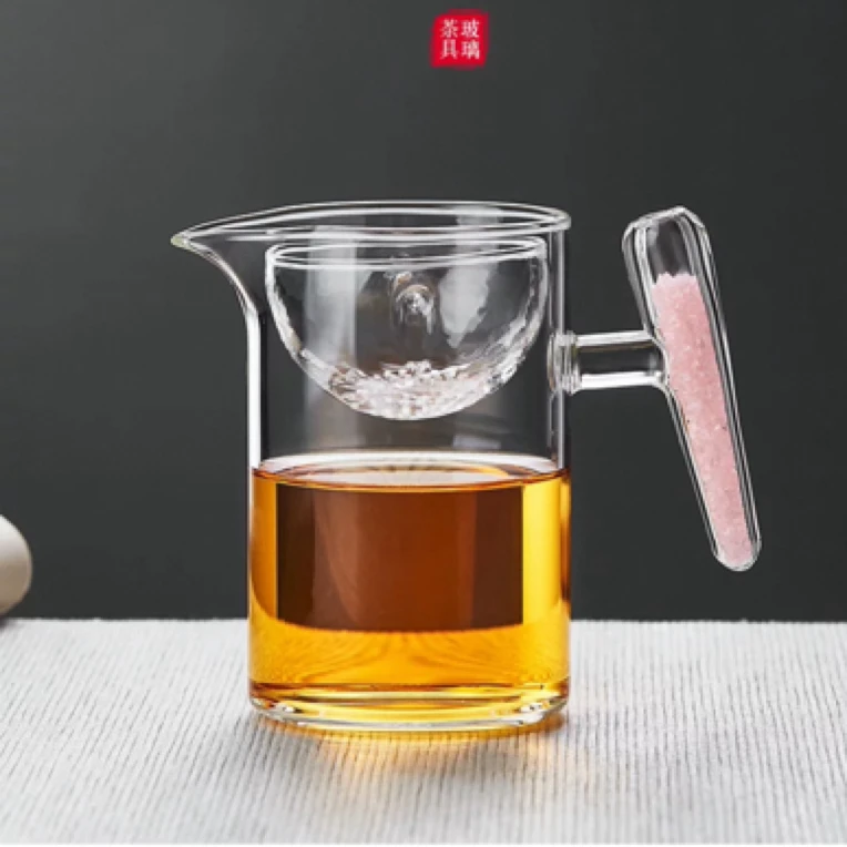 【拍1发5带4个高透玻璃杯】晶焱半月公杯360旋转逍遥玻璃茶具套装