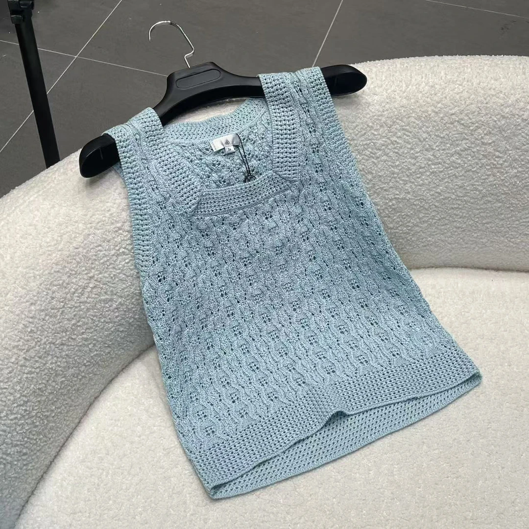 夏季时尚百搭镂空圆领无袖针织上衣MZ-67