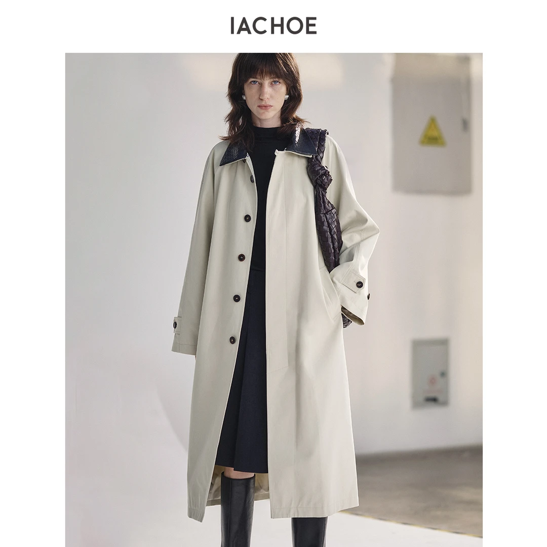 IACHOE编织翻领长款风衣女3661509008