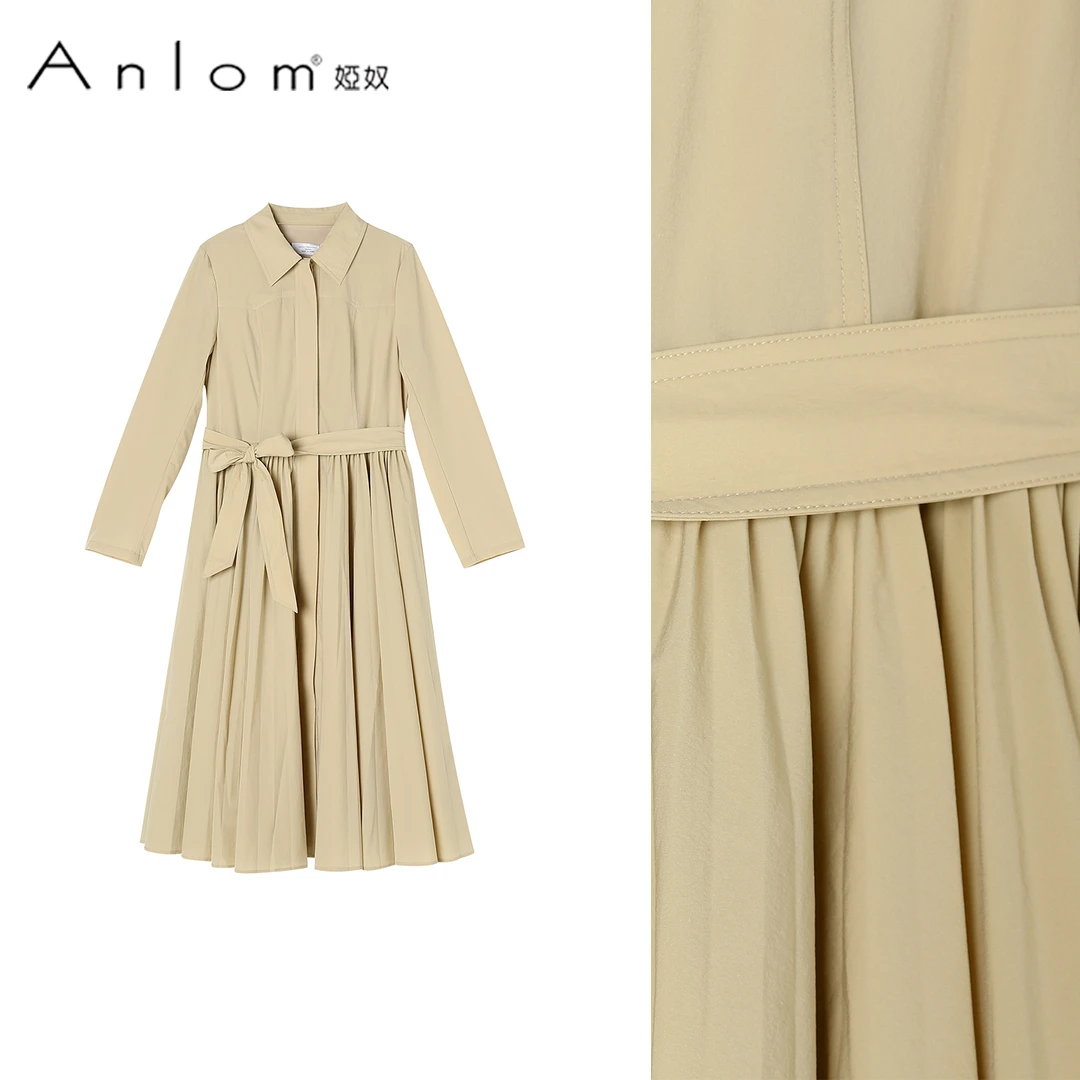 Anlom/娅奴女装春秋时尚百搭中长款风衣复古修身收腰显瘦