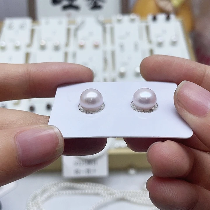 淡水珍珠耳饰银S925镶嵌三***点