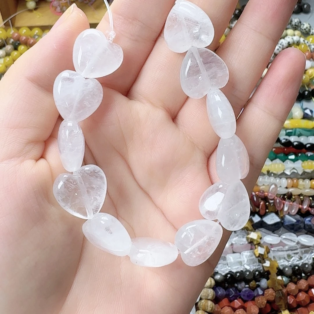 玛瑙/玉髓未镶嵌珠宝半成品白水晶卡15爱心12颗