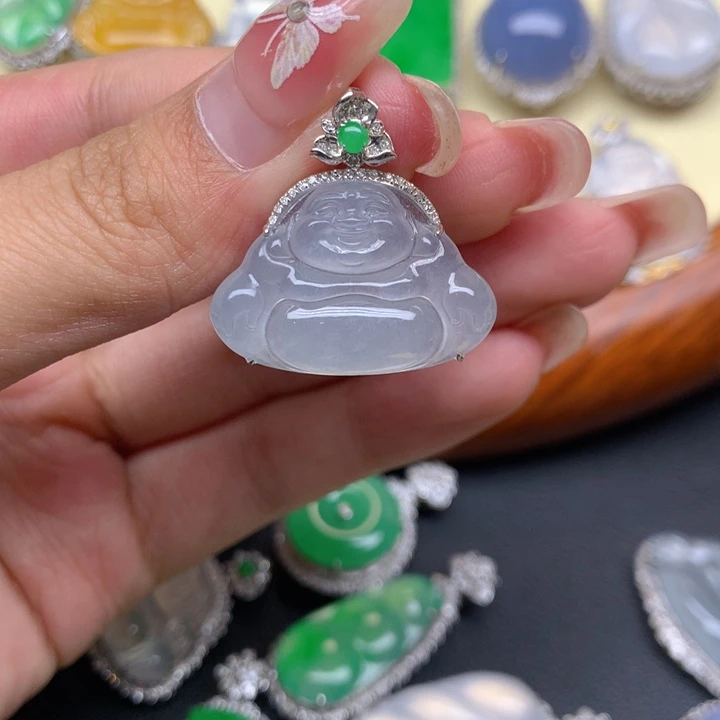 翡翠18K金镶嵌吊坠(不含链)