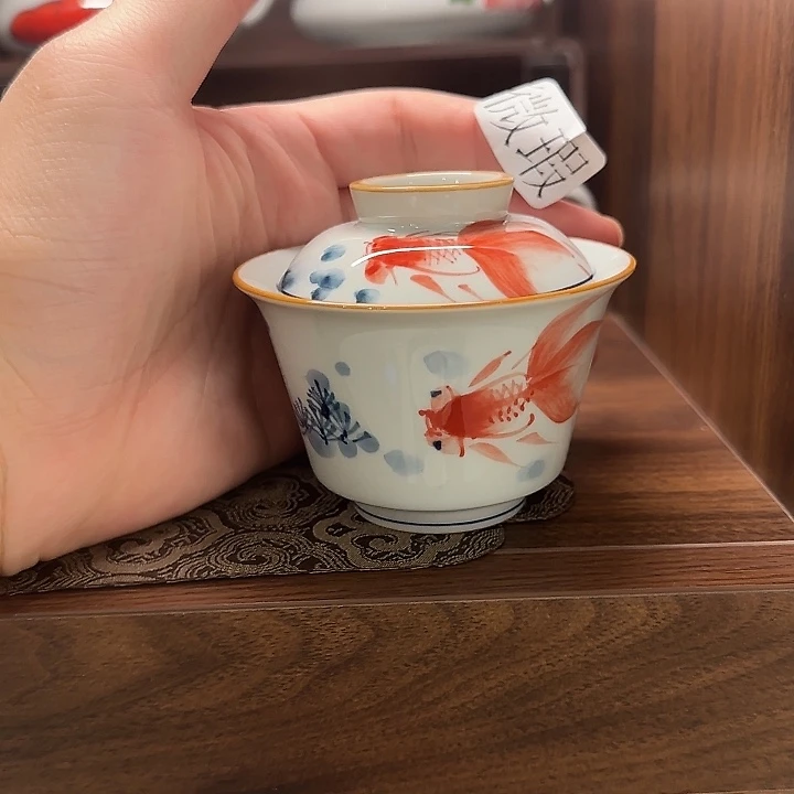 釉下手绘茶具微瑕