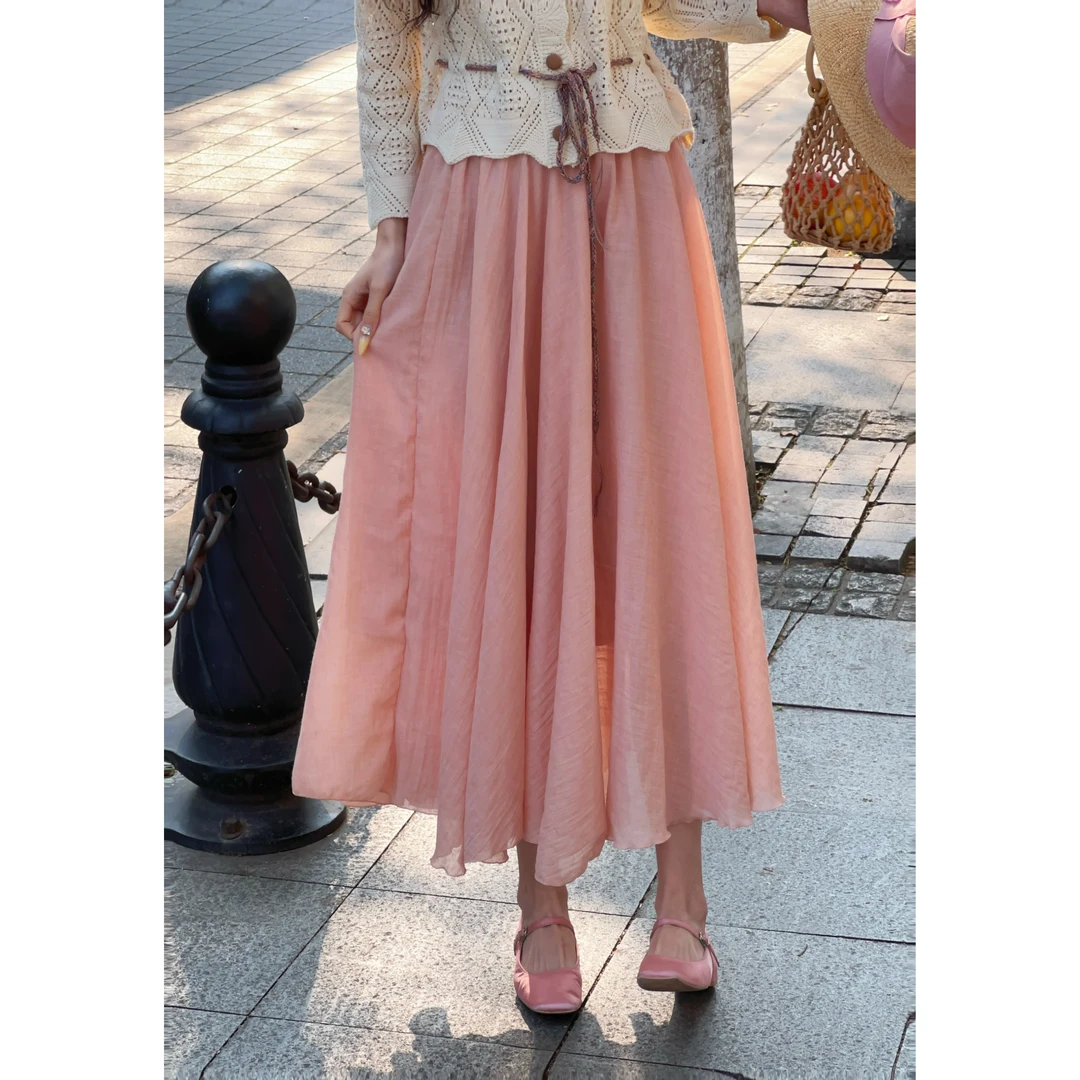 温敏er【春日杏桃】外出洋气裙子高腰百搭半身裙MX9019481