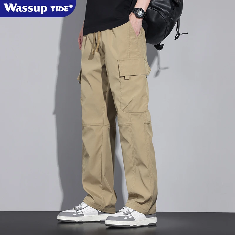 WassupTide美式工装裤男夏季新款宽松直筒潮牌弹力阔腿休闲裤男士