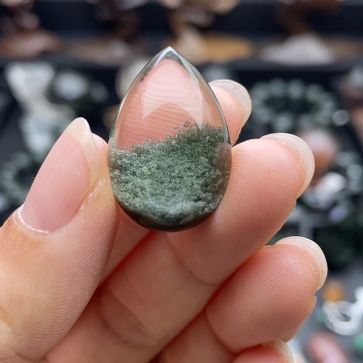 颈饰未镶嵌水晶绿幽灵聚宝盆水滴吊坠