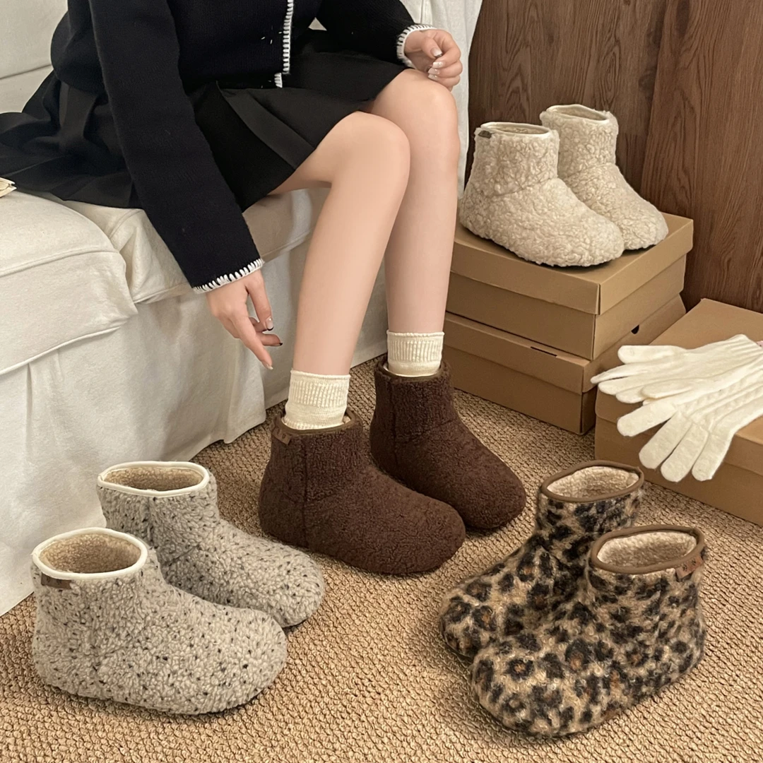 爆款豹纹加绒加厚厚底雪地靴女款2025新款冬季保暖外穿东北棉鞋子