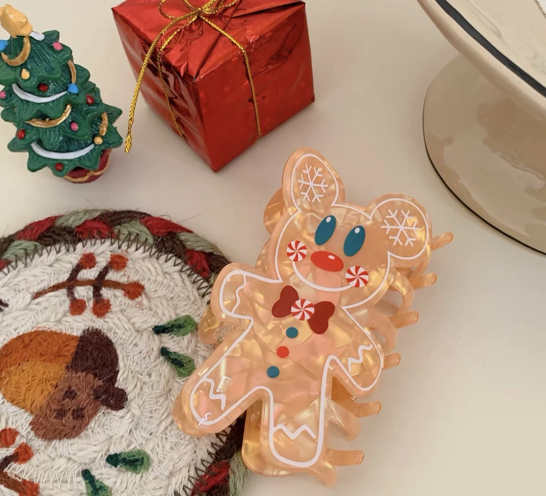 圣诞节发卡夹子头饰网红爆款姜饼人老人麋鹿抓夹可爱氛围感后脑勺