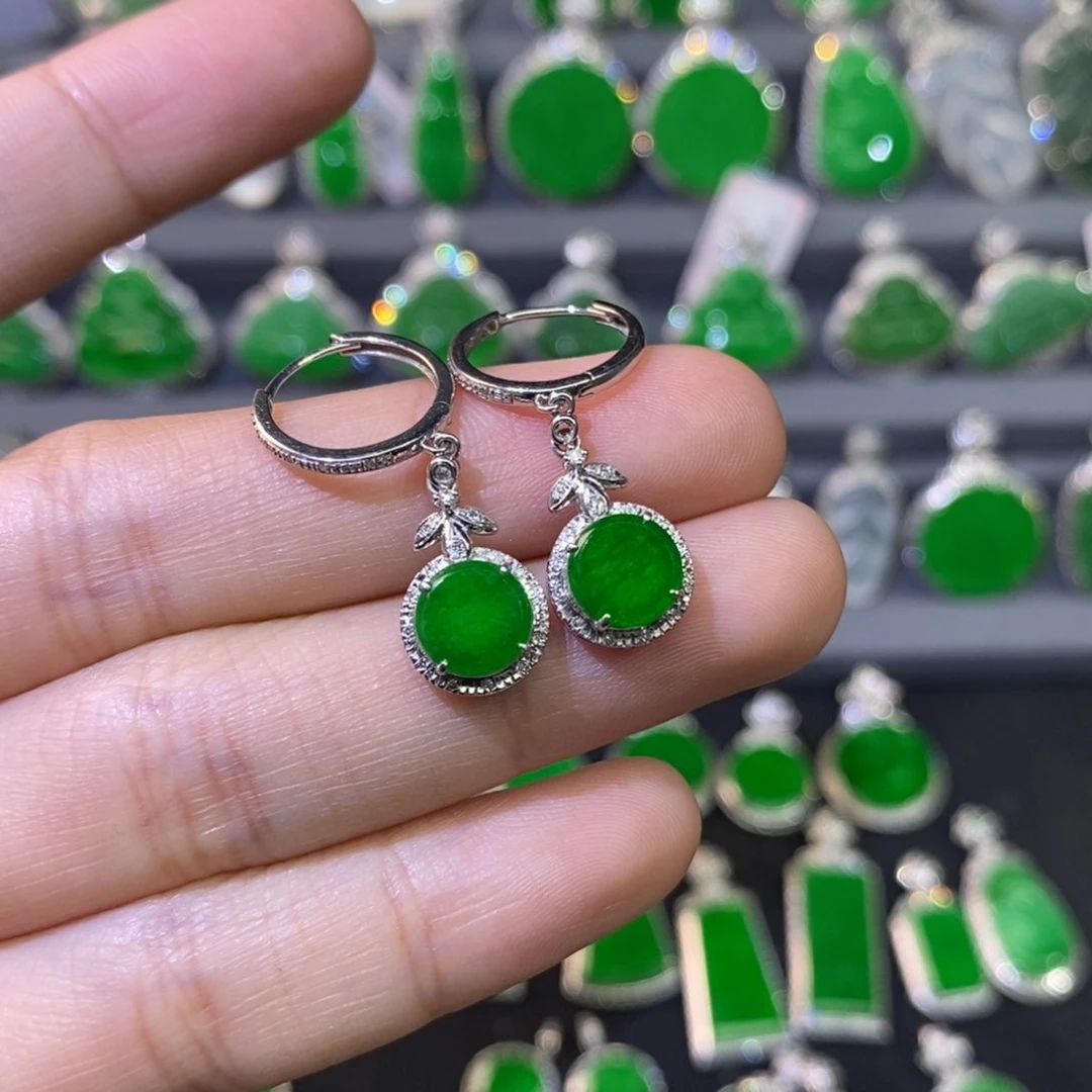 翡翠耳饰18K金镶嵌耳坠