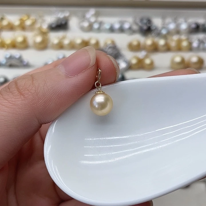 海水珍珠18K金镶嵌吊坠(不含链)