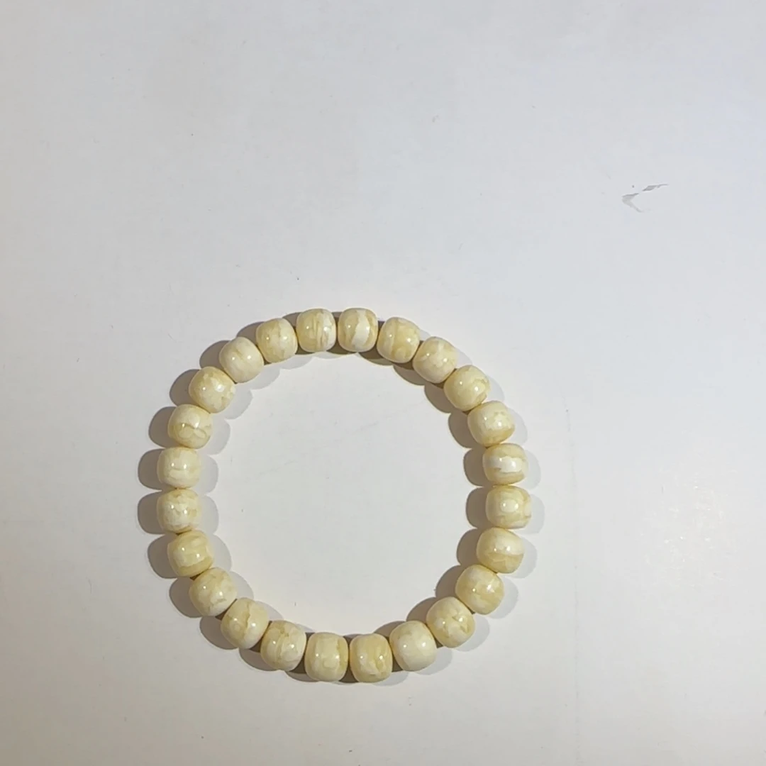 姓***符裸石琥珀未镶嵌瓷白蜜蜡手串