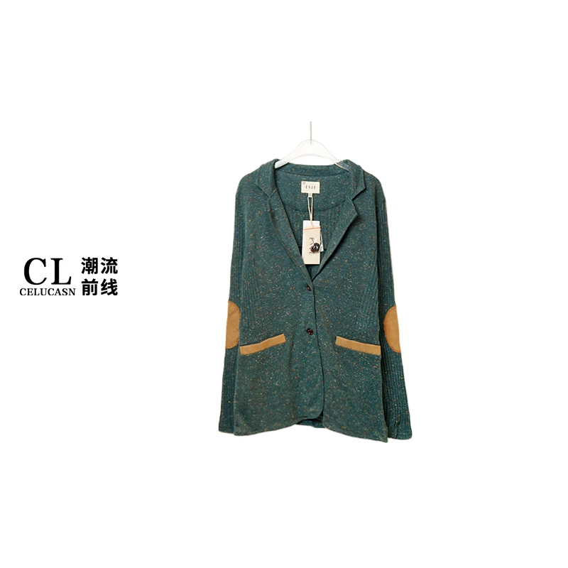 E5QBX004#秋冬中长款棉外套女宽松时尚撞色西装外套