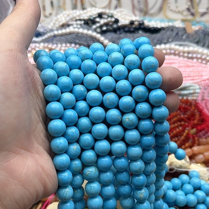 玛瑙/玉髓珠宝半成品未镶嵌一条10mm左右蓝松珠