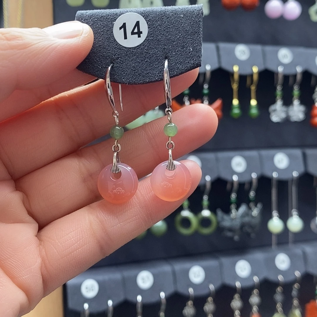 玛瑙/玉髓银S925镶嵌耳坠