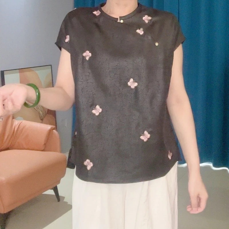 【蝶影】夏季清版短袖上衣宽松百搭时尚小衫