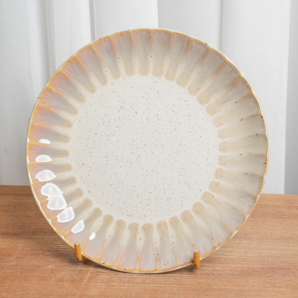 【瑕疵】大盘釉下彩陶瓷盘子家用复古窑变天目菊高颜值餐盘F6D