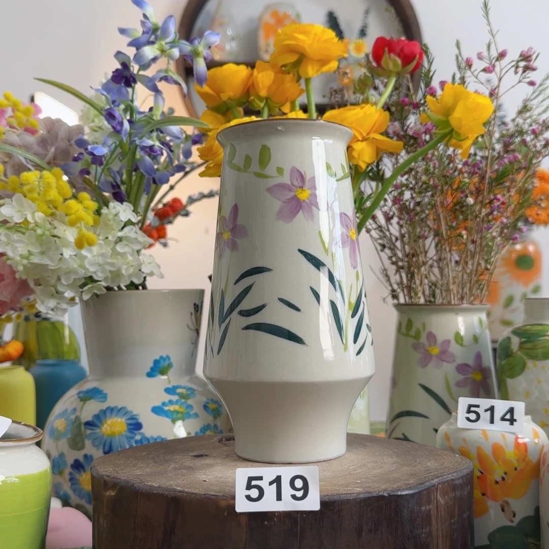 摆件景德镇陶瓷手绘小花瓶摆件无孔