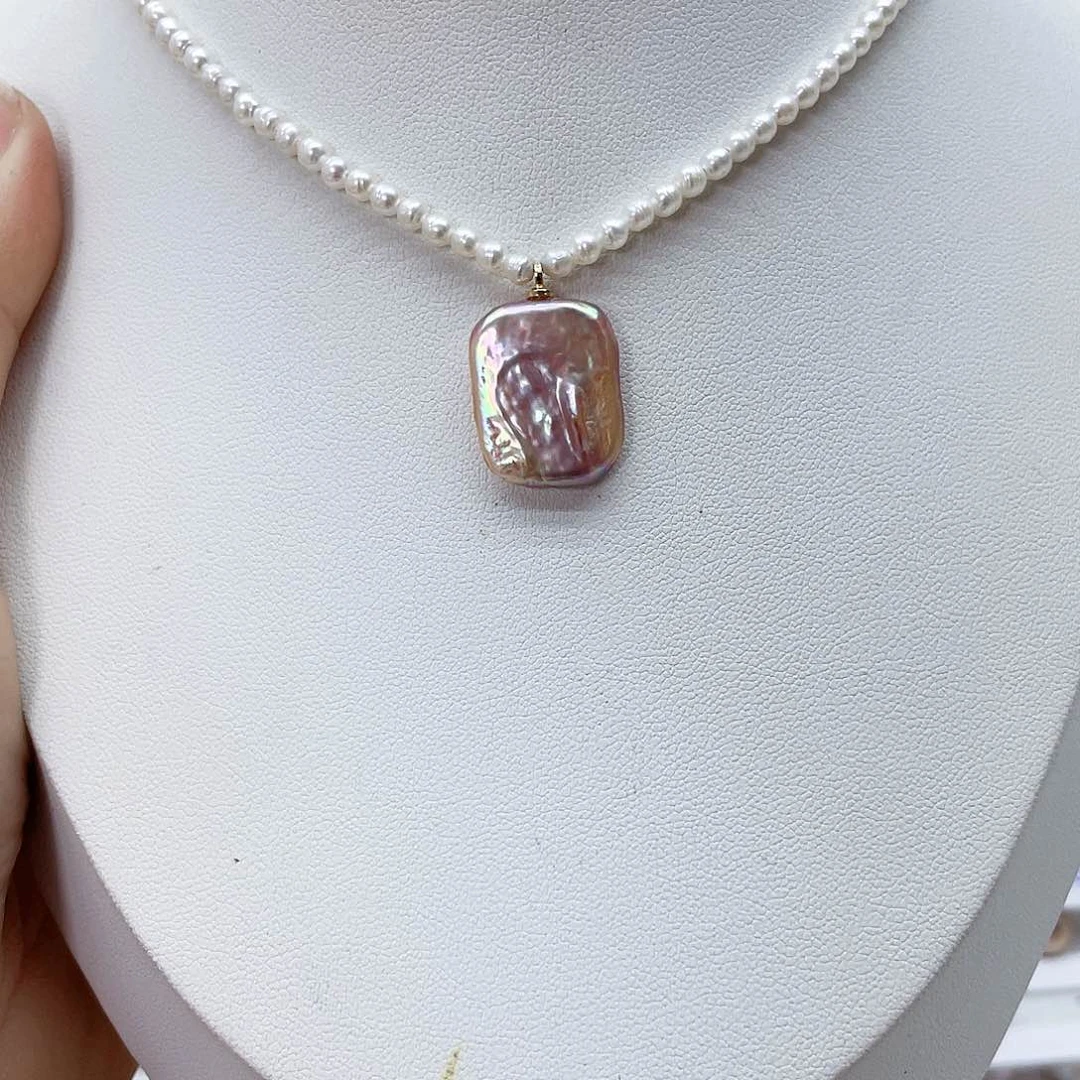 颈饰银S925镶嵌淡水珍珠