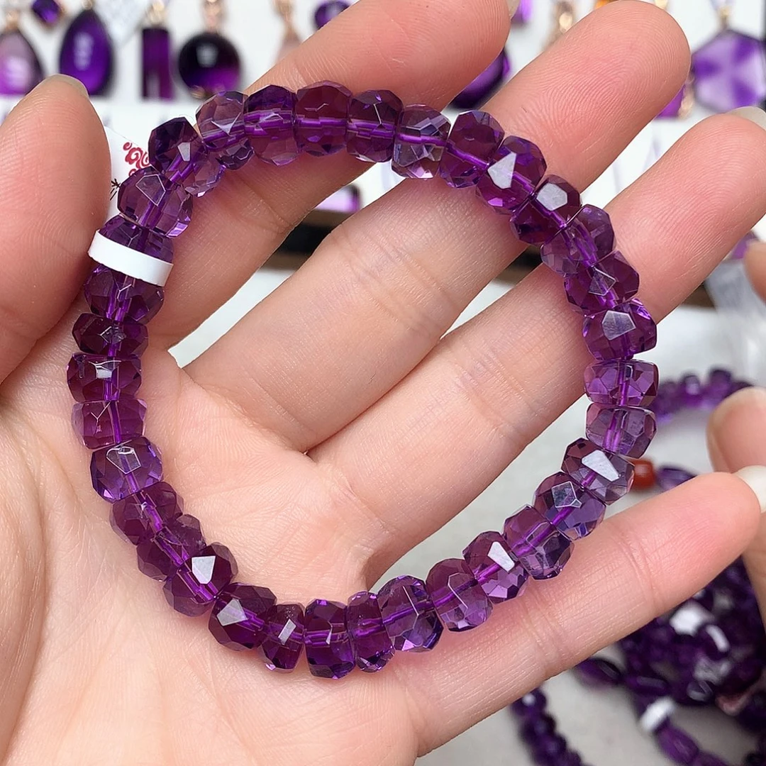 紫晶未镶嵌珠宝半成品L 切面手串