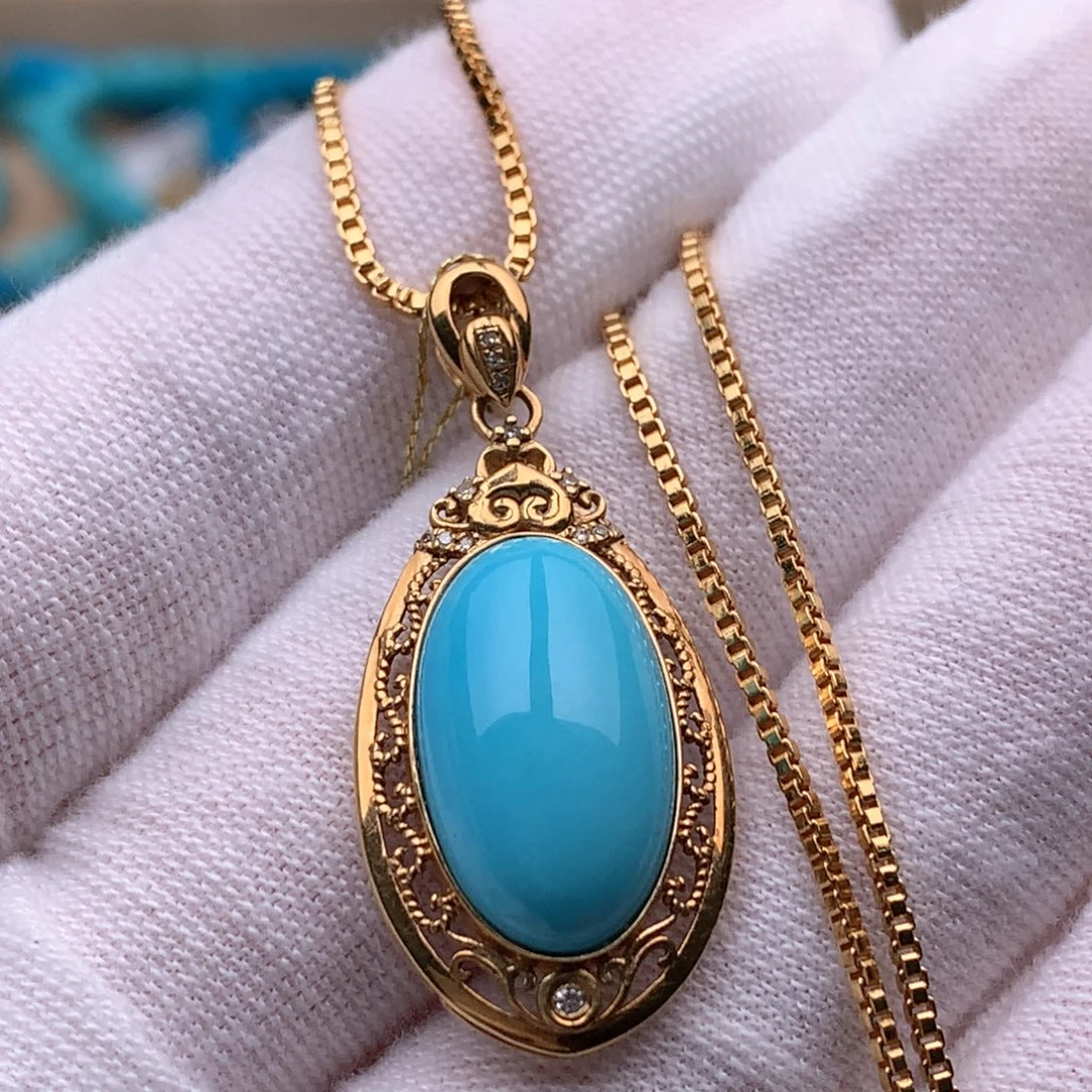 绿松石18K金镶嵌珠宝奇石