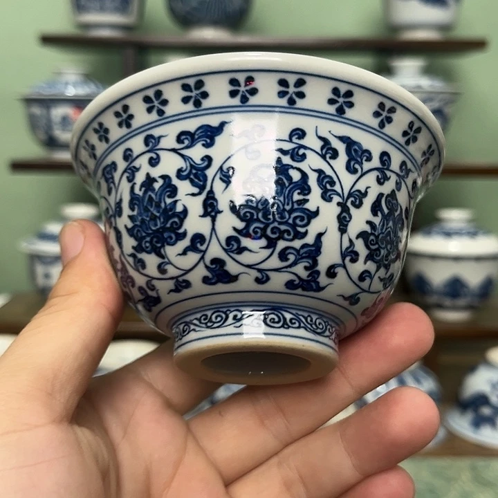 缠枝莲压手杯满杯150毫升